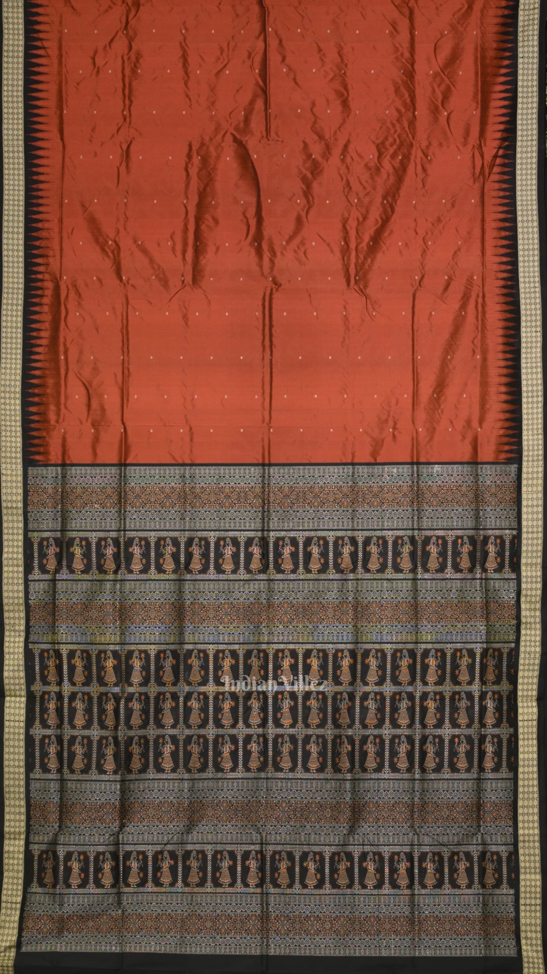 Coffee Black Buti Bomkai Sambalpuri Silk Saree