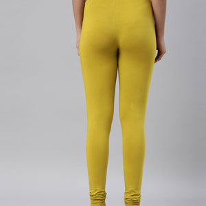 Women Parrot Green Cotton Churidar Leggings
