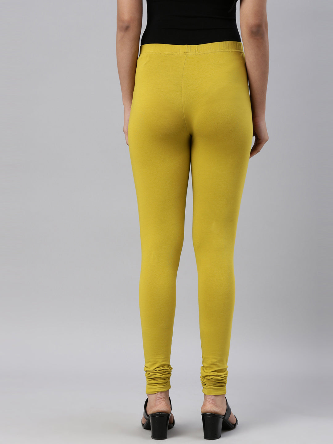 Women Parrot Green Cotton Churidar Leggings