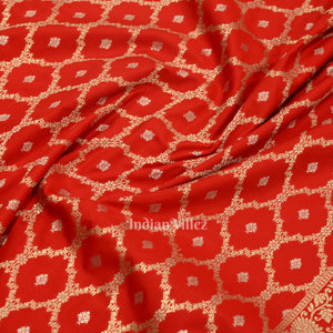 Exclusive Authenticate Crimson Bridal Red Soft Pure Mashru Satin Silk Banarasi Saree