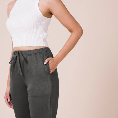 Women Solid Silver Grey Mid Rise Ultra Warm Jogger