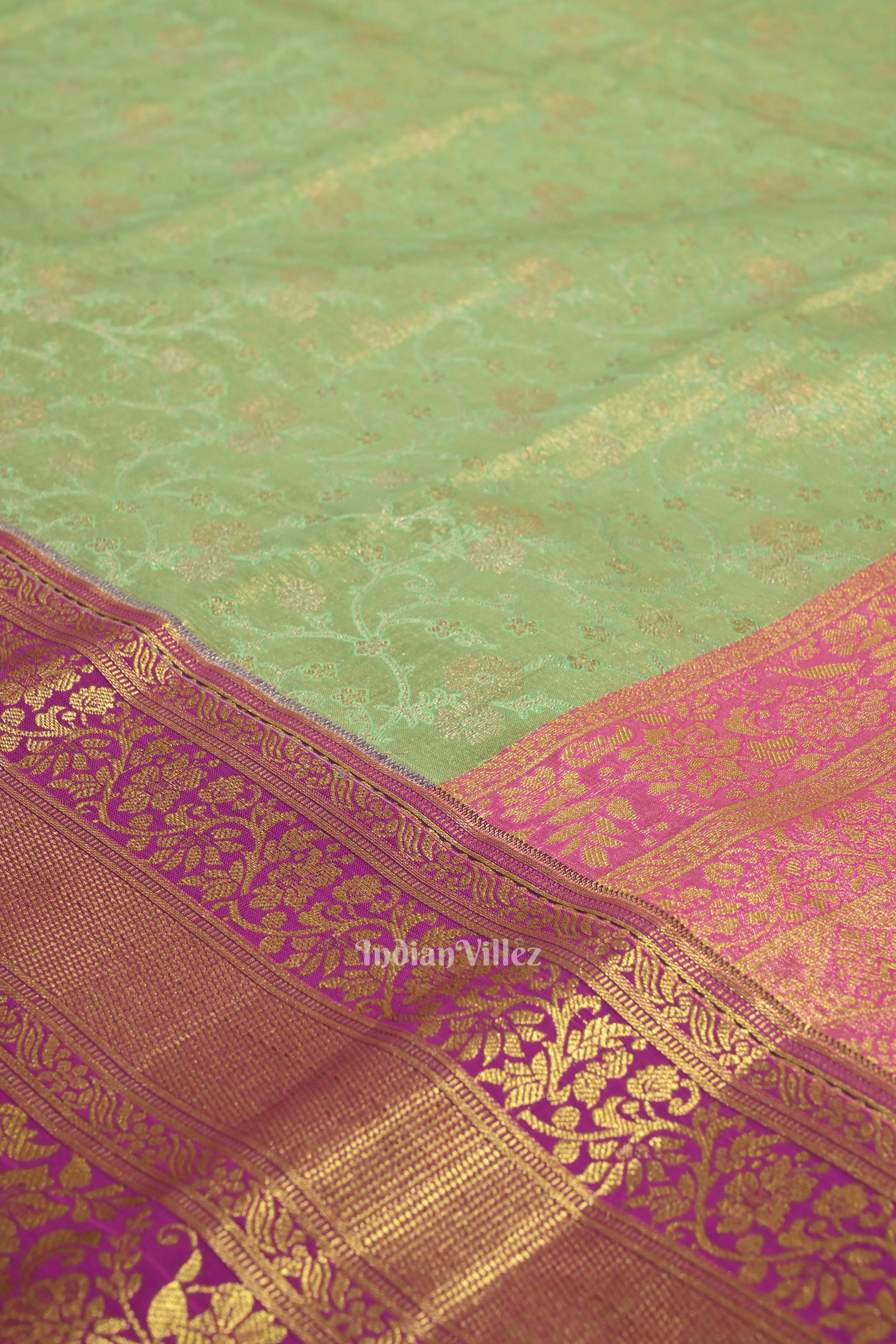 Mint Green Pure Kanjivaram Tissue Silk Saree