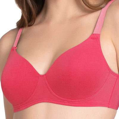 Cotton Dream Padded Non Wired T-shirt Bra - Bright Coral