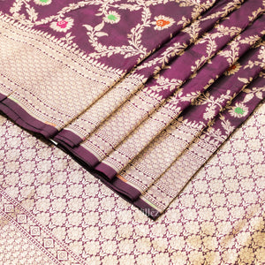 Magenta Meenakari Banarasi Katan Silk Saree