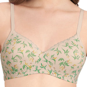 Cotton Casual Padded Non-wired Printed T-shirt Bra - Birds Of Para. Pr