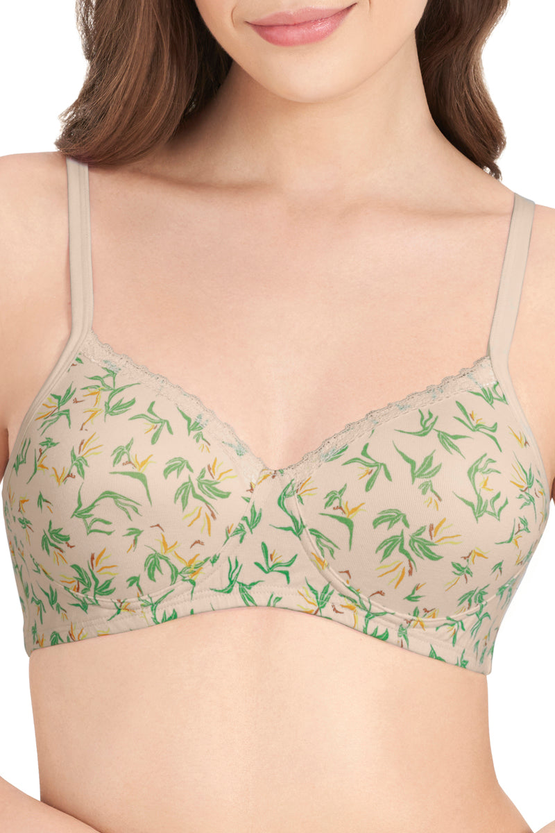 Cotton Casual Padded Non-wired Printed T-shirt Bra - Birds Of Para. Pr