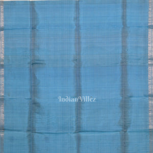 White Sky Blue Pure Bishnupuri Silk Saree