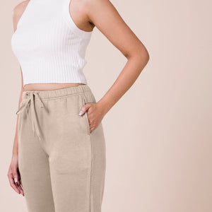 Women Solid Beige Mid Rise Ultra Warm Jogger