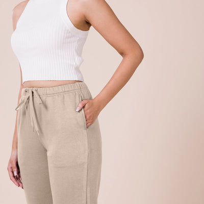 Women Solid Beige Mid Rise Ultra Warm Jogger