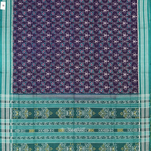 Blue Green Tribal Theme Odisha Sambalpuri Pure Cotton Saree