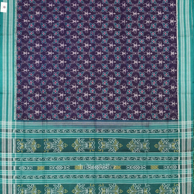 Blue Green Tribal Theme Odisha Sambalpuri Pure Cotton Saree