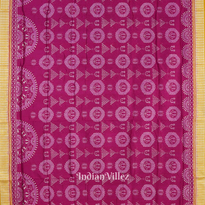 Rani Pink with Mustard Yellow Laxmi Pada Sambalpuri Silk Saree