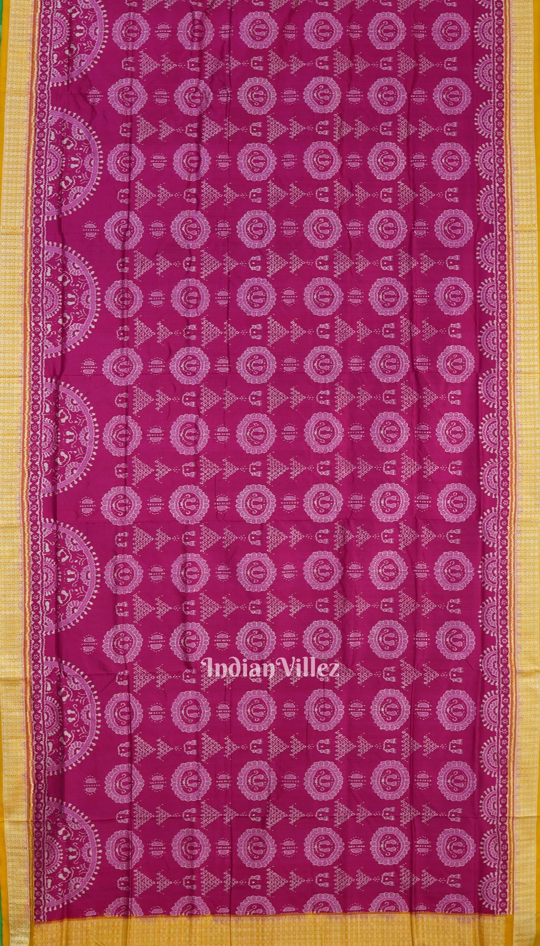 Rani Pink with Mustard Yellow Laxmi Pada Sambalpuri Silk Saree