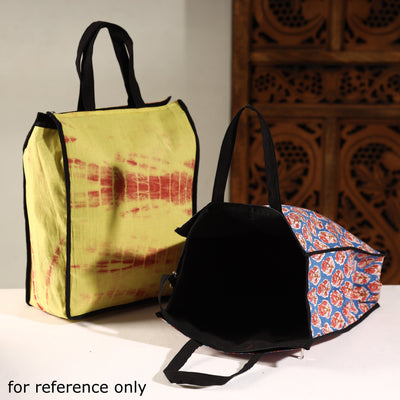 Black - Handmade Bagh Block Printed Cotton Shopping Bag