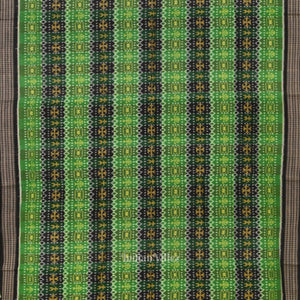 Green Black Odisha Ikat Sambalpuri Pure Cotton Saree