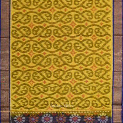Yellow Blue Pochampally Ikat Sico (Silk & Cotton) Saree with Zari Border