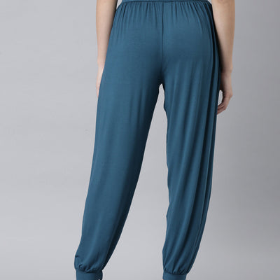 Women Solid Turquoise Blue Harem Pants