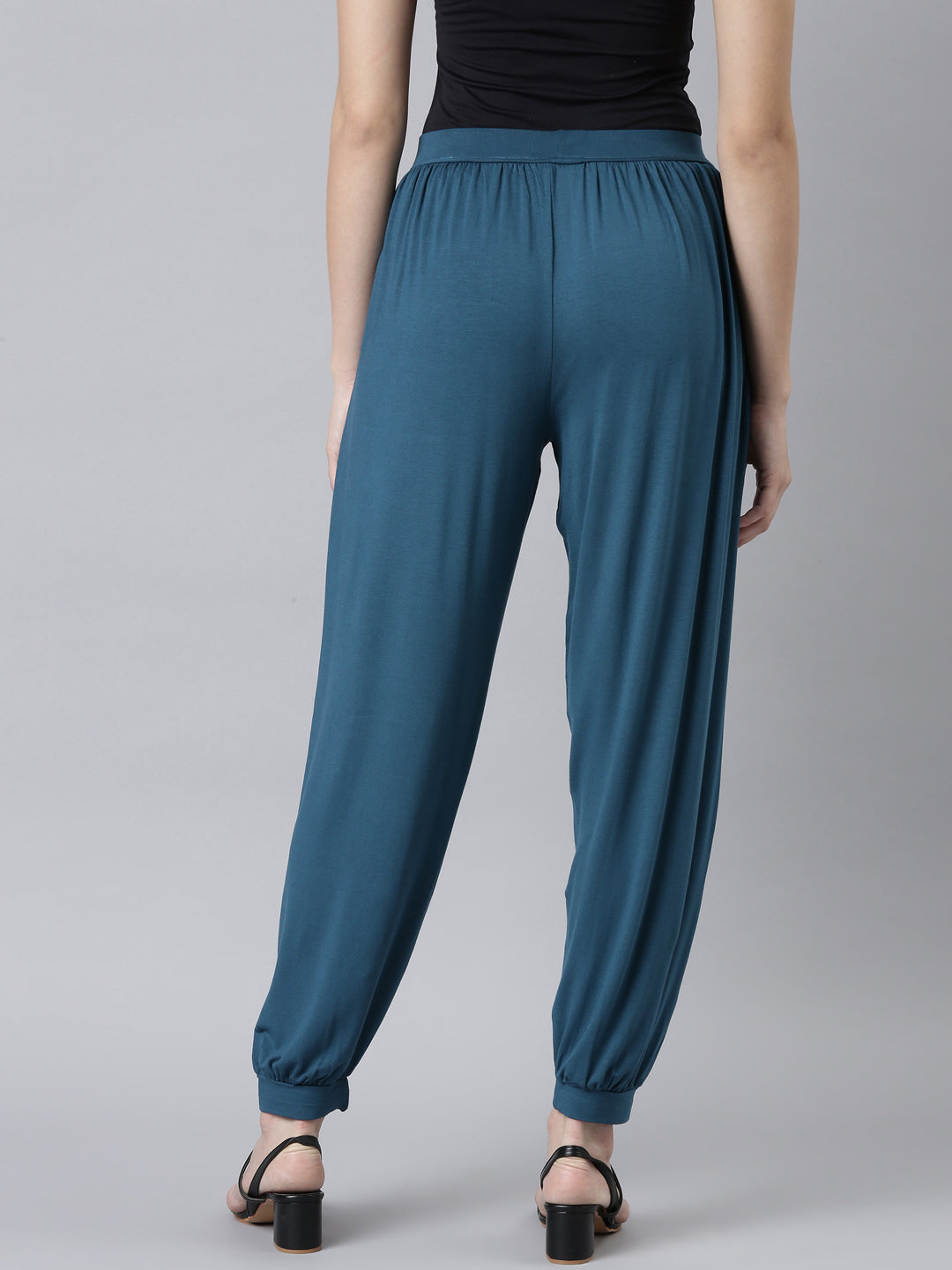 Women Solid Turquoise Blue Harem Pants