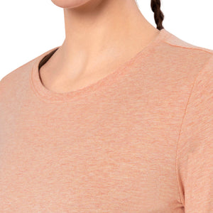 Essential Long Sleeve Round Neck T-Shirt - Peach Blossom Marl