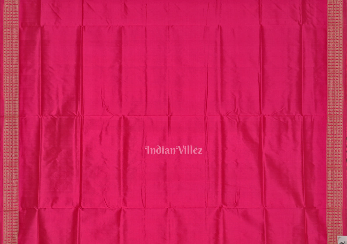 Cream Rani Pink Boita Design Bomkai  Sambalpuri Silk Saree