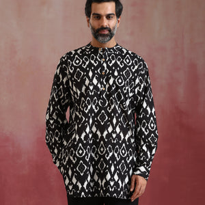 trueBrowns Men's Black Ikat Co-ord Set