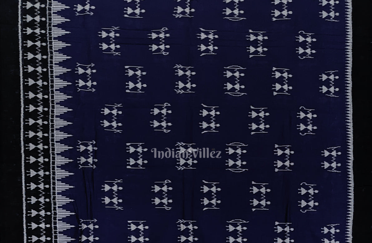 Blue Tribal Odisha Ikat Pure Sambalpuri Cotton Saree