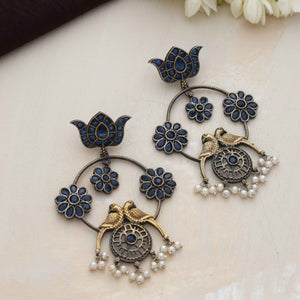 trueBrowns Silver Tone  Chandbali Earrings