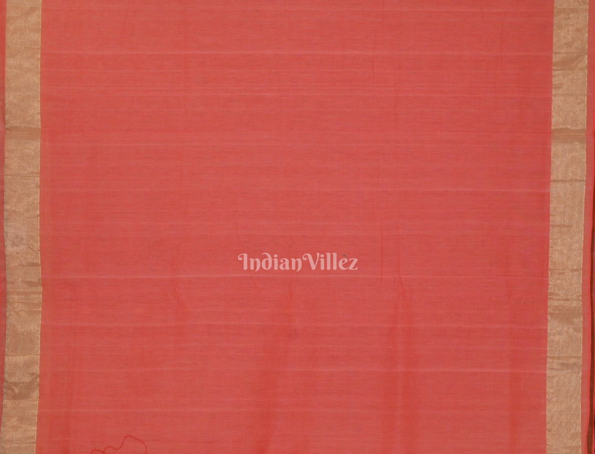 Peach Butta Design Cotton Paithani Saree