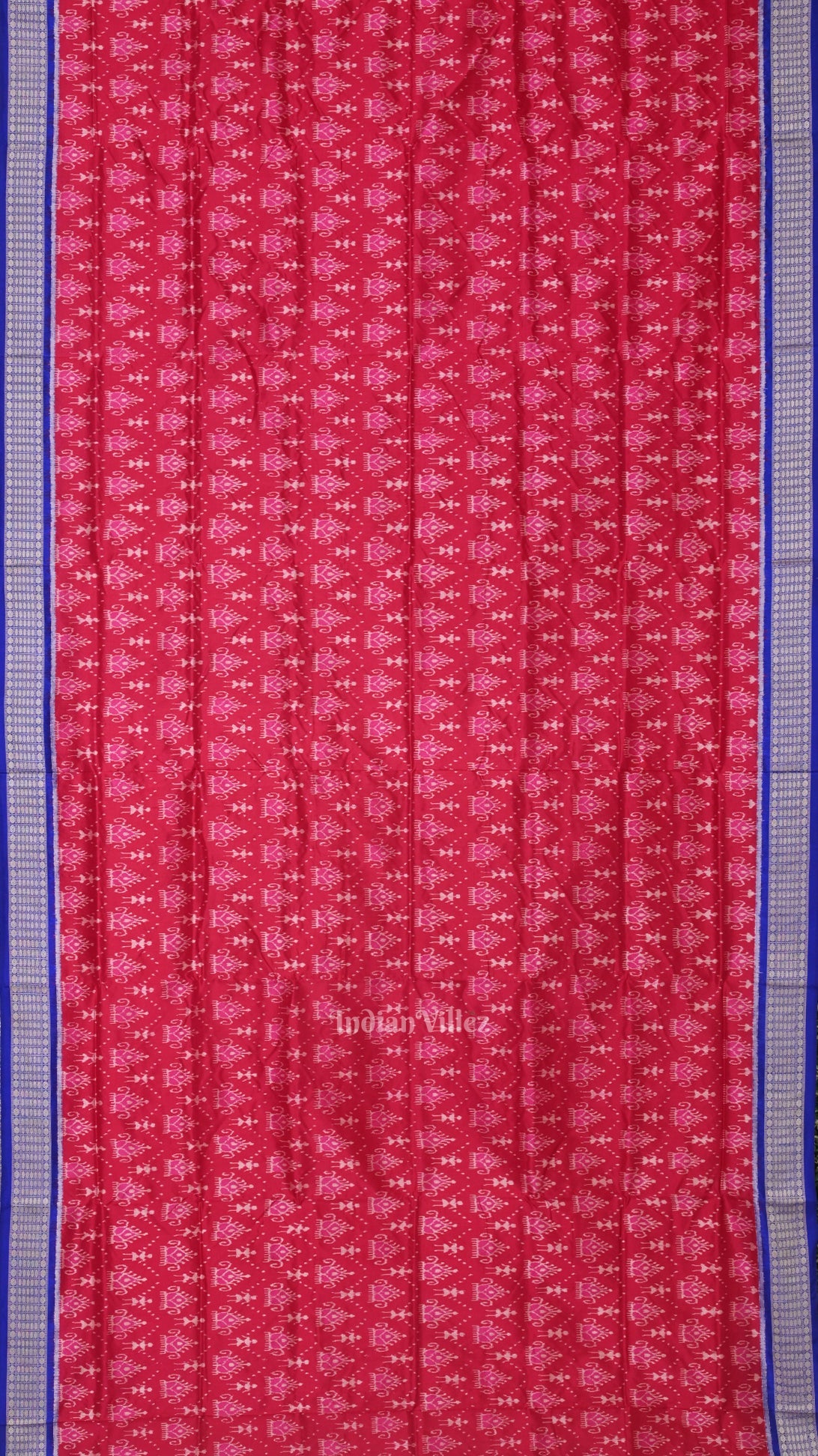 Pink Royal Blue Tribal Theme Sambalpuri Silk Saree