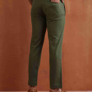 trueBrowns Men's Olive Green Cotton Twill Pants