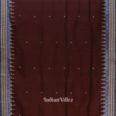 Deep Maroon Single Flower Motif Siminoi Silk Saree
