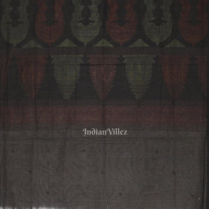 Gray Black Konark Sambalpuri Ikat Cotton Saree