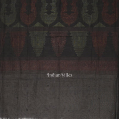 Gray Black Konark Sambalpuri Ikat Cotton Saree