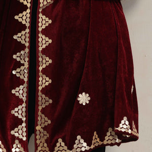 trueBrowns Maroon Velvet Gota Patti Stole