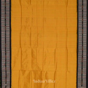 Mustard Yellow Black Checks Sachipar  Khandua Silk Saree