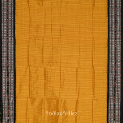 Mustard Yellow Black Checks Sachipar  Khandua Silk Saree