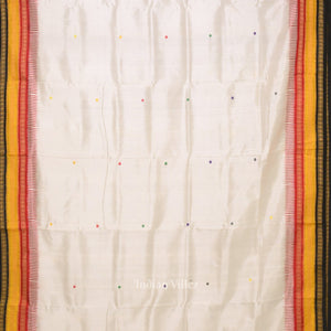White Kathiphera Khandua Silk Saree with Nartaki Pallu