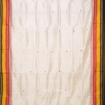 White Kathiphera Khandua Silk Saree with Nartaki Pallu