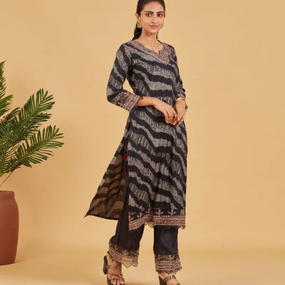 Black Printed Kurta Set