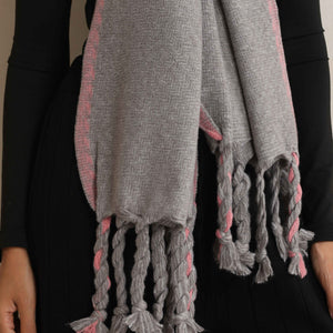 trueBrowns Grey Tassel Woollen Stole