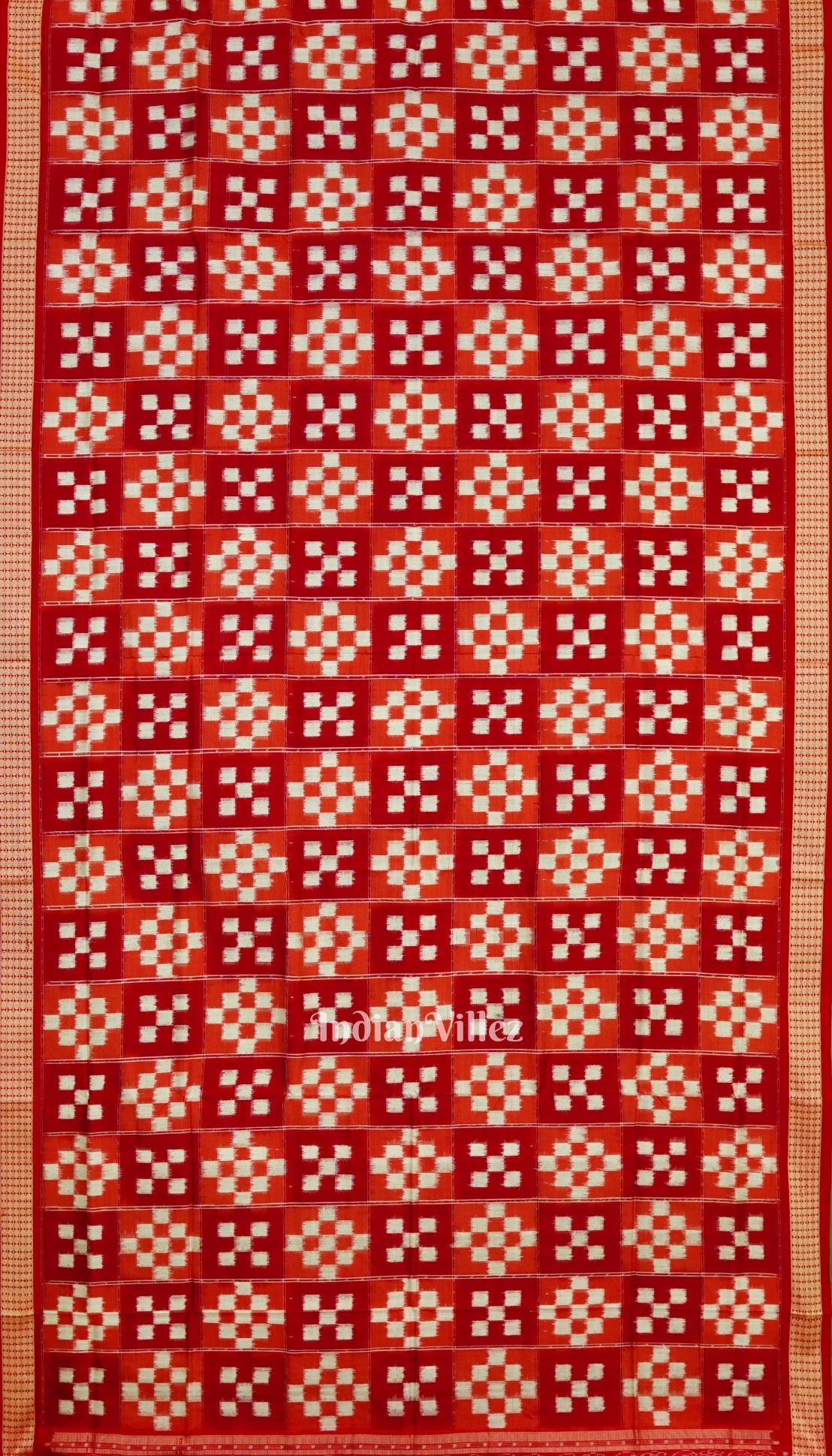 Red White Pasapali Theme Pure Sambalpuri Silk Saree