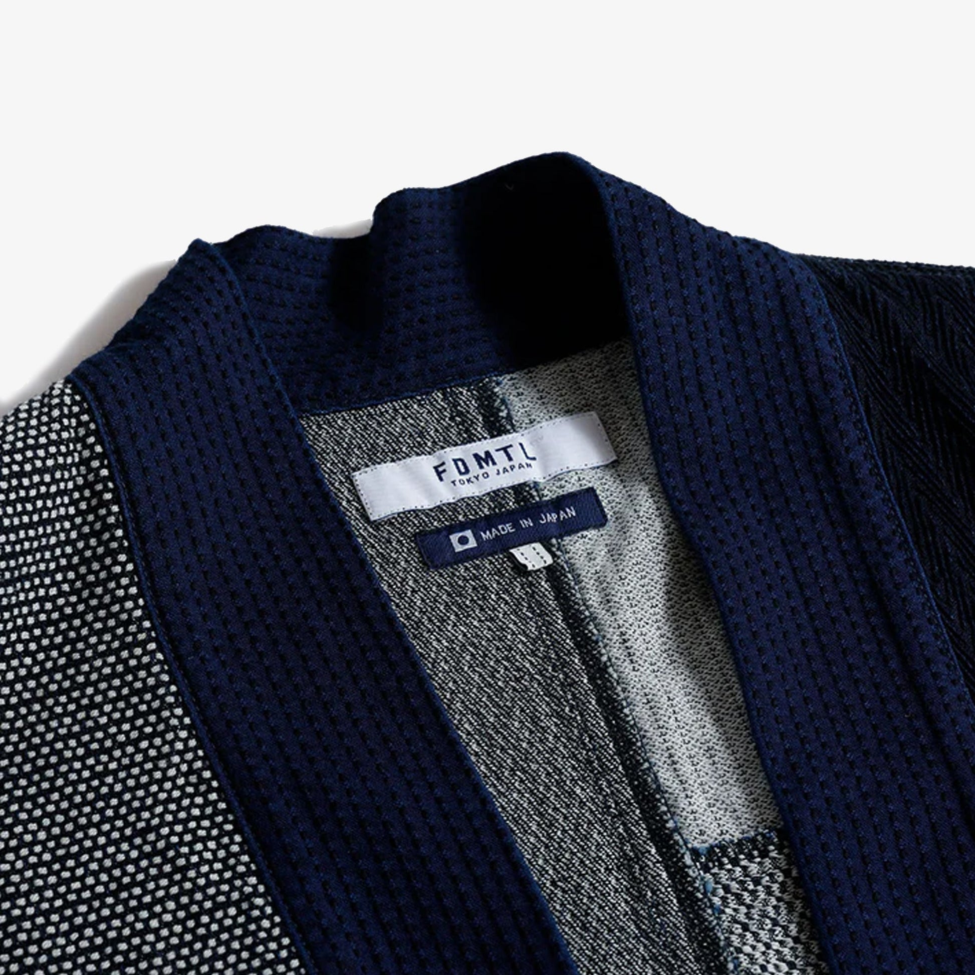 FDMTL | PATCHWORK HAORI JACKET RINSE { INDIGO