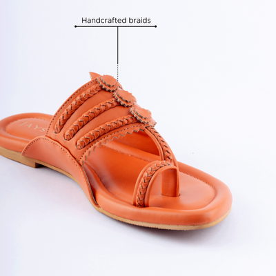 Marmalade Orange Solid Kolha Flats