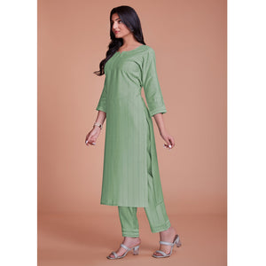 Light Pista Green Woven Viscose Kurti Pant Set