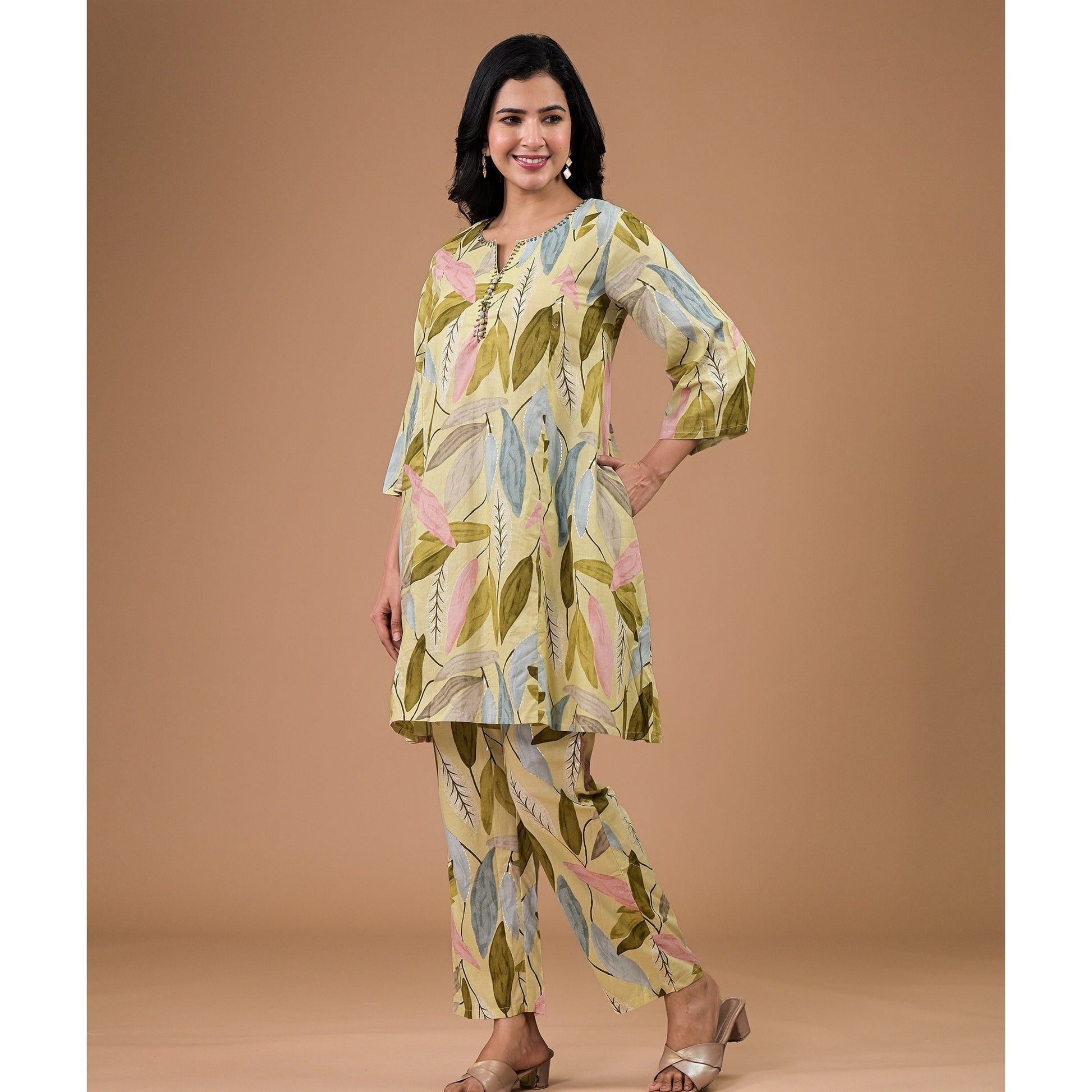 green-printed-pure-cotton-co-ord-set