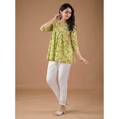green-floral-printed-pure-cotton-a-line-top