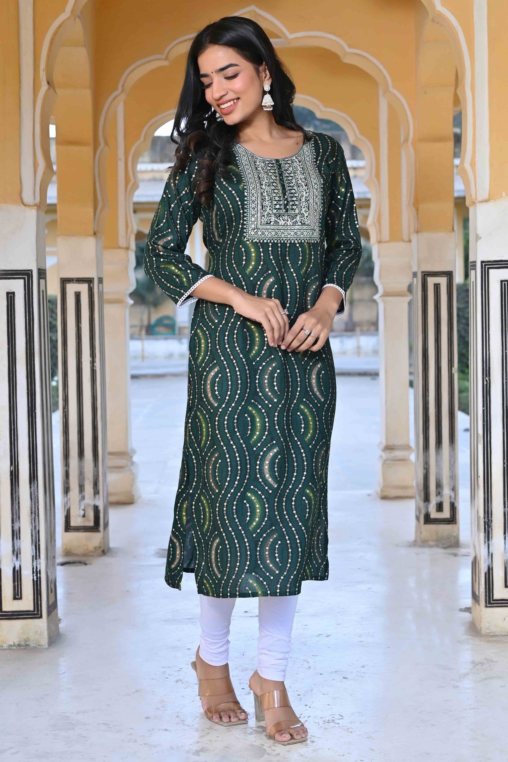 green-foil-printed-rayon-straight-kurti