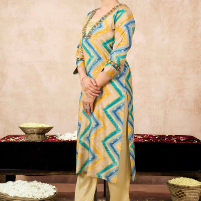 Morpich Embroidery With Printed Muslin Straight Salwar Suit