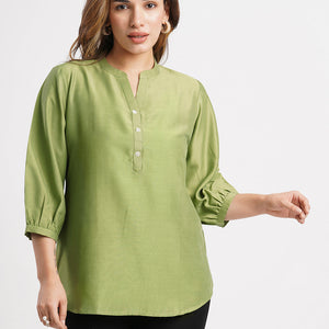 green-solid-poly-chinon-straight-top