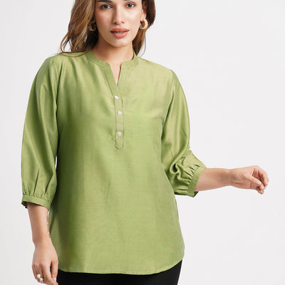 green-solid-poly-chinon-straight-top